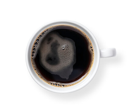 A cup of black coffee seen from above